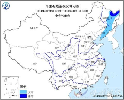 暴雨藍色預警：黑龍江東北部有暴雨