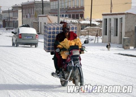 青海南部地區(qū)積雪嚴(yán)重 交通和畜牧業(yè)受沖擊