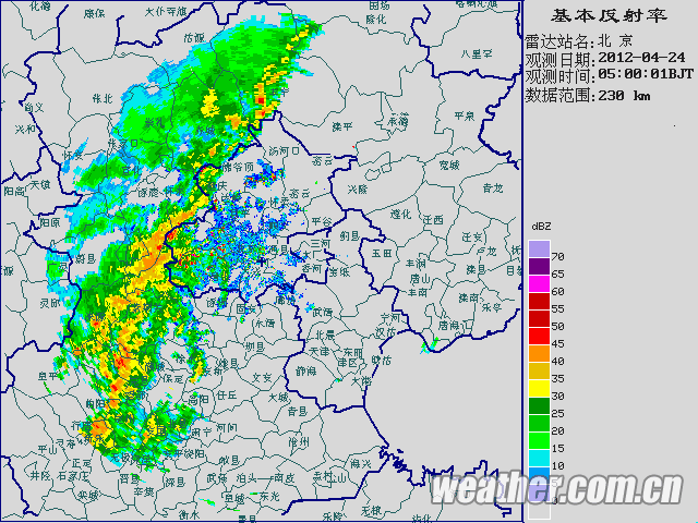 北京24日白天陰有中雨轉多云并伴有雷電
