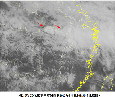 衛星監測：江南地區北部有強對流系統活動