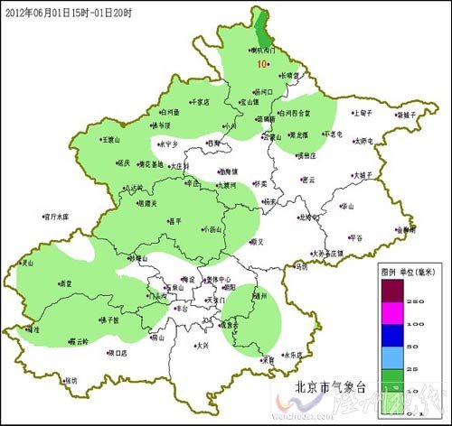 北京北部西部雨量較大