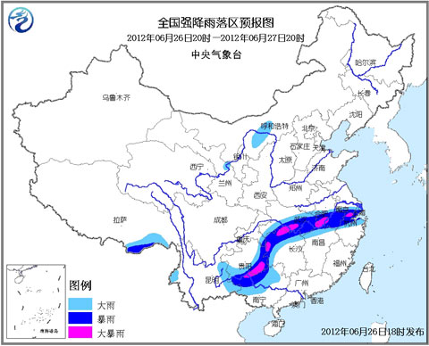 暴雨黃色預警：黔桂湘鄂皖浙等局地大暴雨