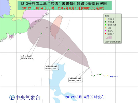 2012年臺風啟德路徑變化 臺風啟德實時路徑