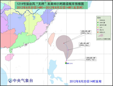 14號臺風天秤最新路徑圖