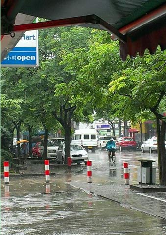 近日上海高溫天持續 午后多強降雨