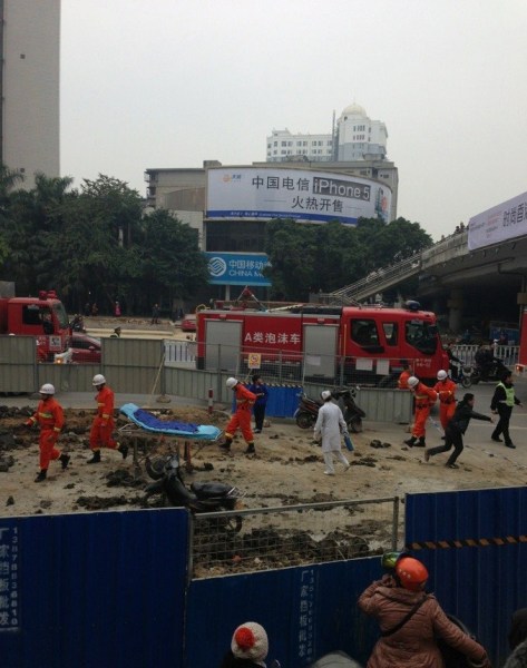 南寧地鐵塌方報道有誤，發生塌方事故的是南寧市政污水管線工地