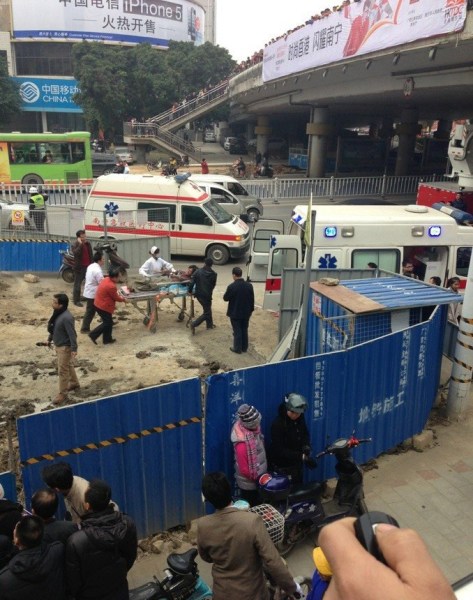 南寧地鐵塌方報道有誤，發生塌方事故的是南寧市政污水管線工地