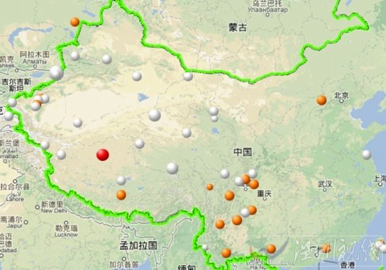 2013年2月25日改則縣5.4級地震和4.1級地震