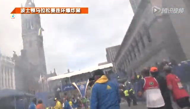 美國波士頓爆炸瞬間 巨響震倒運動員截圖