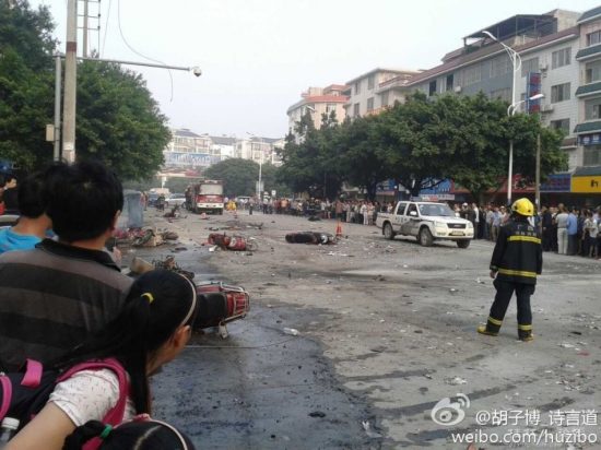 廣西桂林市靈川縣八里街爆炸事故現(xiàn)場