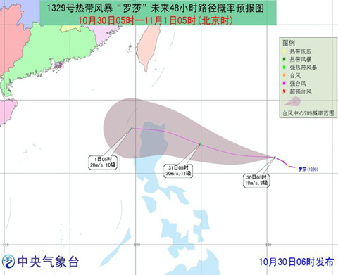 2013臺風羅莎路徑圖