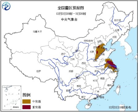 上海霧霾霾黃色預警：江蘇上海河北等部分地區(qū)有重度霾