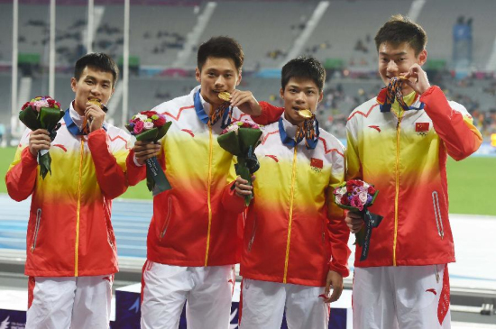 亞運會男子4x100米接力中國隊奪冠