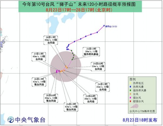臺(tái)風(fēng)獅子山路徑預(yù)報(bào)圖
