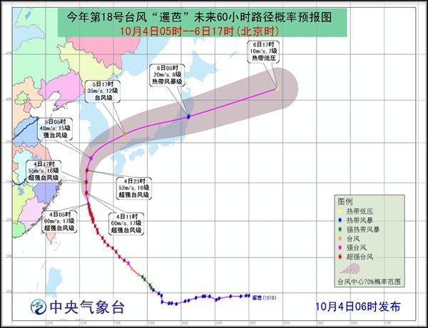 超強臺風暹芭路徑預報圖