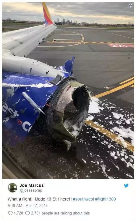 美國客機引擎爆炸