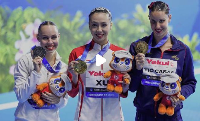 中國(guó)隊(duì)首金!世界泳聯(lián)世錦賽徐匯妍花游女子單人技術(shù)自選奪冠